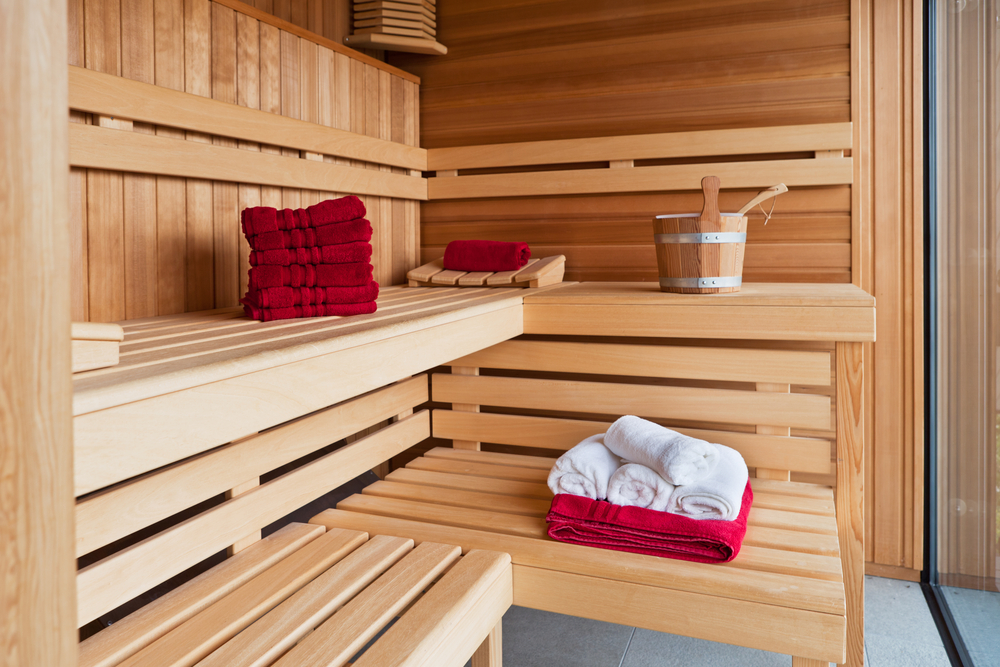 Inside home sauna
