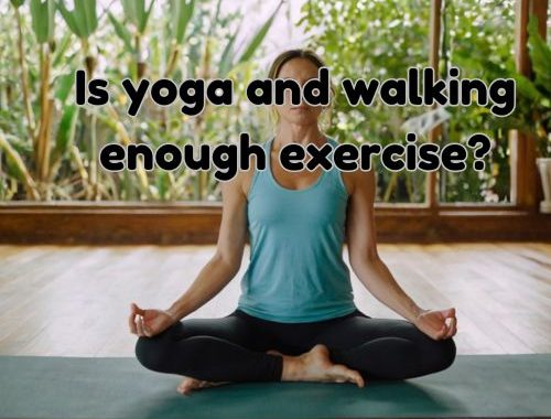 a woman doing yoga after a walking exercise