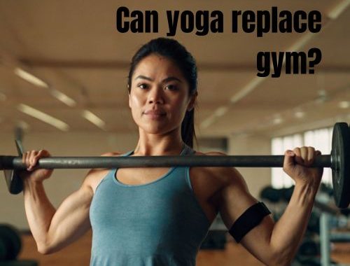 a woman doing yoga and having gym session